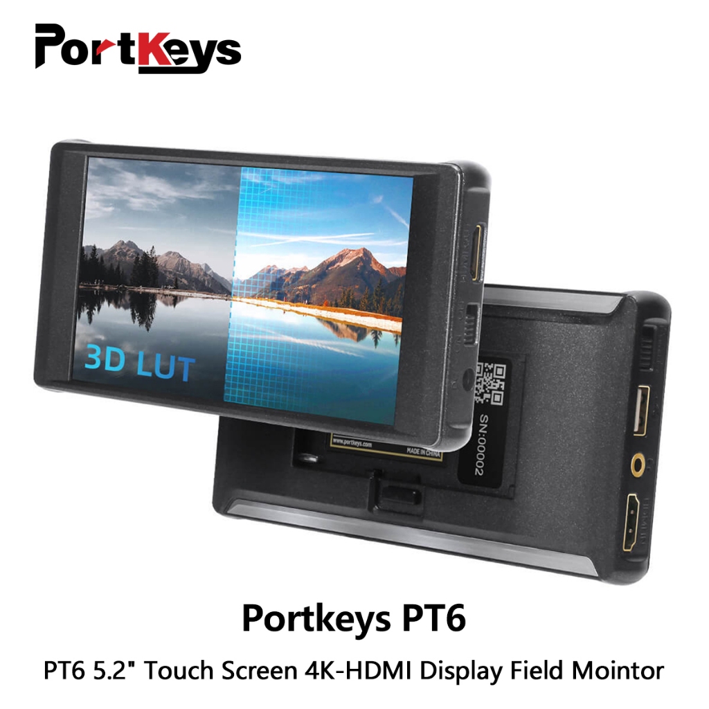 Portkeys PT6 5.2" 觸摸屏 4K-HDMI 顯示現場監視器實時蒸汽拉伸腿效果,適用於數碼單反相機