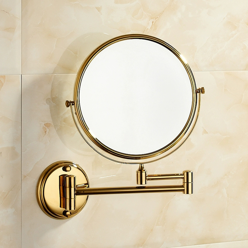 浴室不銹鋼8寸金色美容鏡金色雙面鏡放大化妝台浴室壁掛化妝鏡