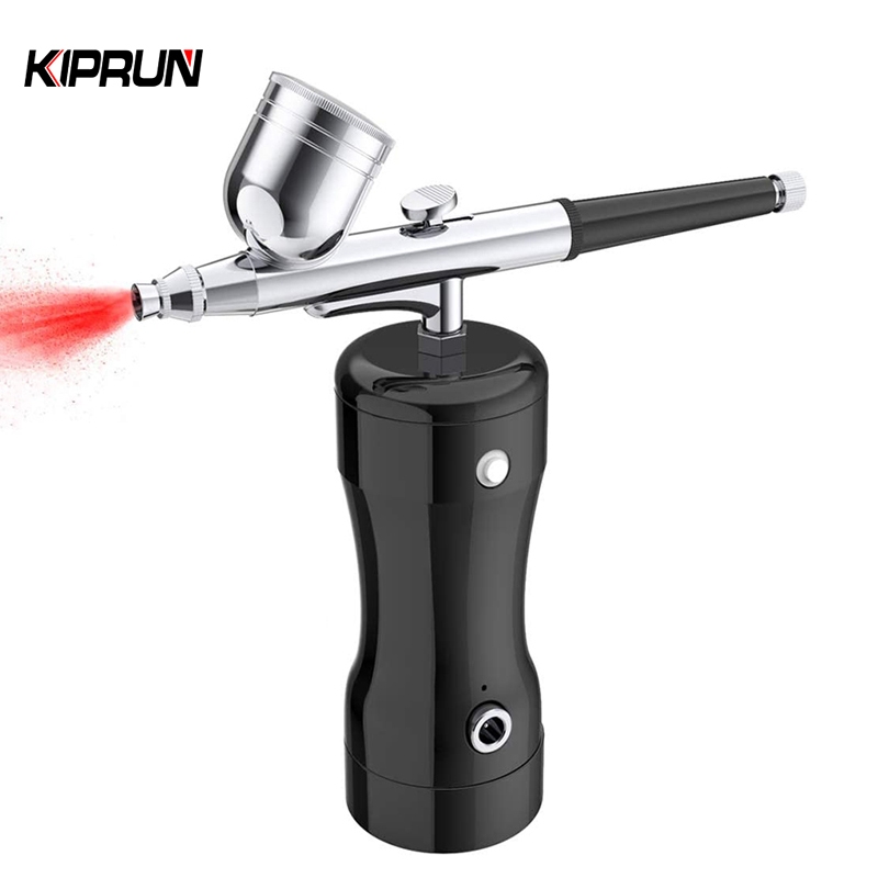 Kiprun 自動噴槍套件可充電手持式雙動迷你空氣壓縮機噴槍套裝帶 0.4 毫米噴嘴,便攜式無繩噴槍低噪音化妝、紋身、美