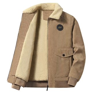 冬季新款刷毛燈芯絨夾克 中青年男士冬季外套 翻領上衣 立領大尺碼夾克 保暖外套