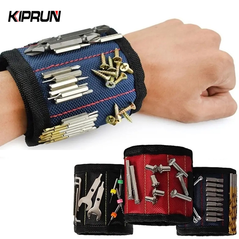 Kiprun 磁性腕帶便攜式工具包帶 3 個強力磁鐵電工手腕工具帶螺絲釘鑽頭手鍊