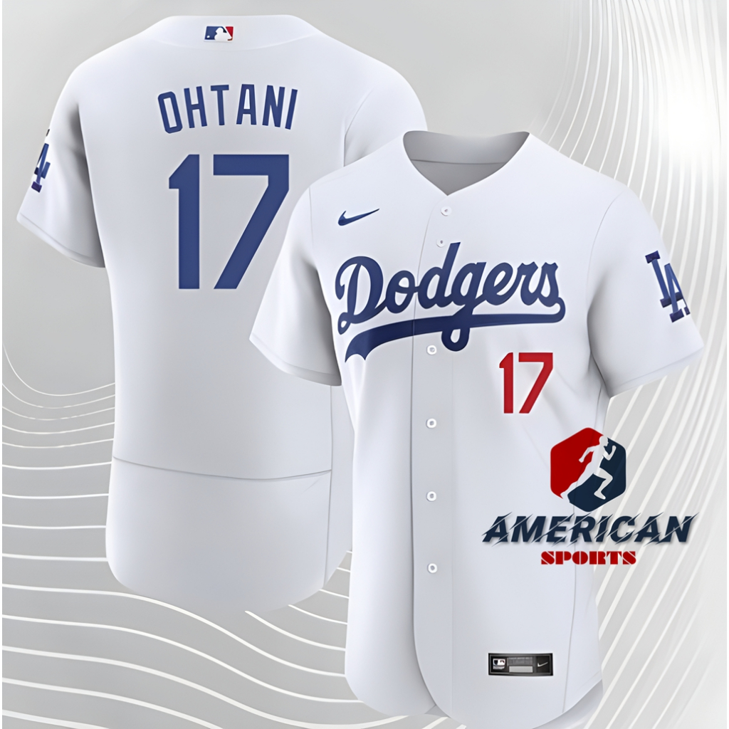 男式 MLB 洛杉磯道奇隊 Shohei Ohtani 白色棒球運動員球衣