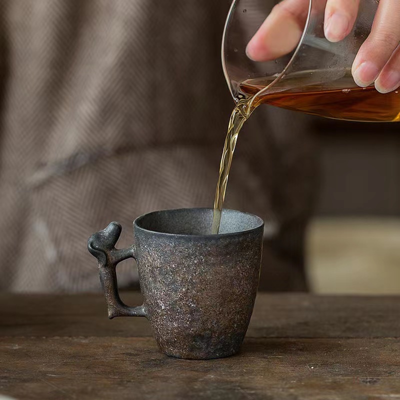 窯變茶杯 天目功夫茶具套裝 家用陶瓷品茗杯 建盞主人杯單杯大號茶杯帶把