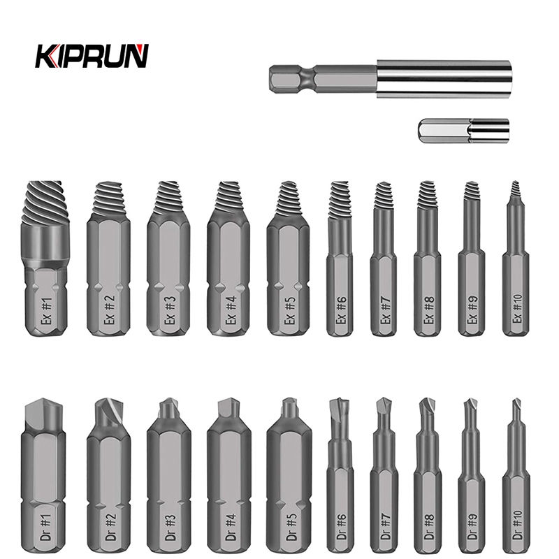 Kiprun 22 件損壞的螺絲取出器鑽頭套裝剝線螺絲取出器套件,用於斷螺栓取出器多用途磁性