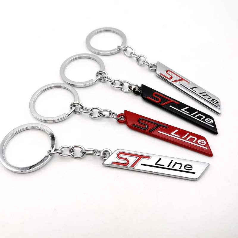 三維金屬 STLINE 標誌鑰匙扣鑰匙圈汽車鑰匙扣環架適用於福特 Kuga Focus Fiesta Ecosport
