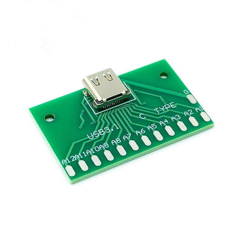 TYPE-C母頭測試板USB 3.1帶PCB板24P母座 連接器轉接板測電流導通