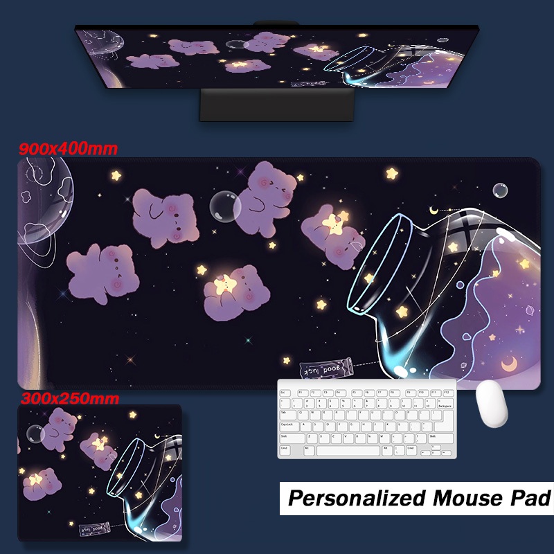 星空玻璃熊滑鼠墊 | 桌墊 | 900x400mm | 防水防滑設計 | 加長大號遊戲滑鼠墊