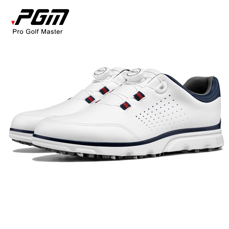 PGM 高爾夫鞋男士防滑釘旋鈕蕾絲防水超纖運動鞋高爾夫男鞋