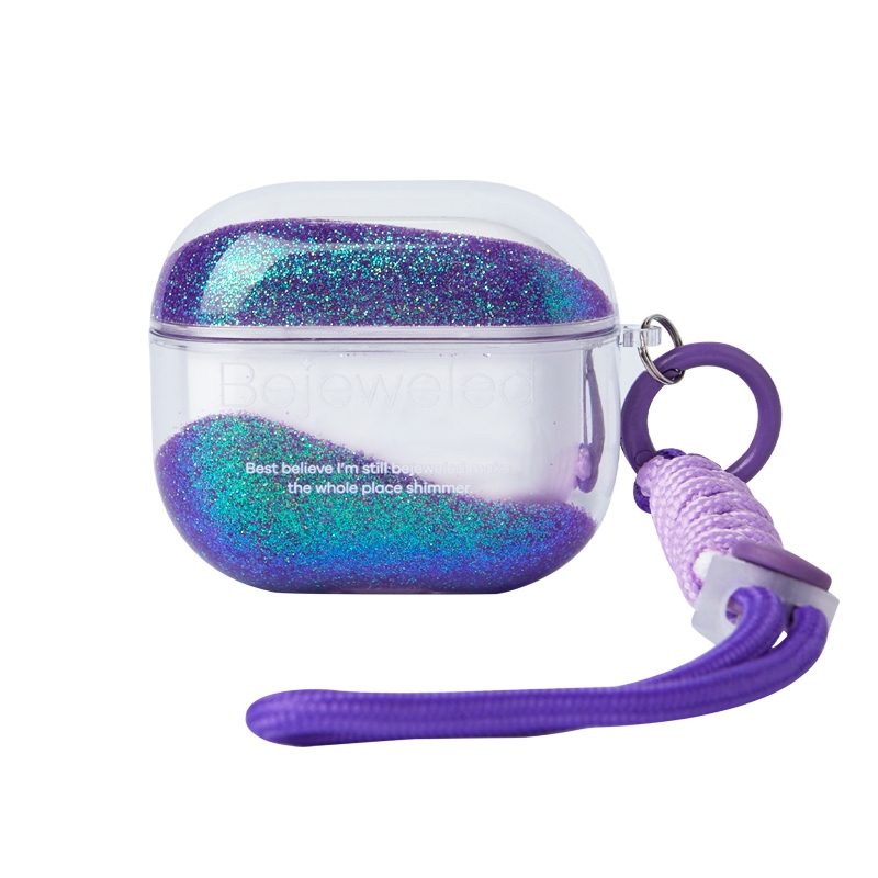 殼空間原創bejeweled紫色流沙耳機殼適用蘋果Airpods1/2代無線藍牙耳機保護殼套Pro保護殼個性Airpod
