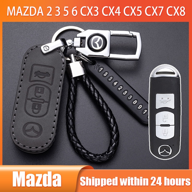 適用於 MAZDA 2 3 5 6 CX3 CX4 CX5 CX7 CX8 CX9 無鑰匙鑰匙包蓋皮革 Ke Fob 外