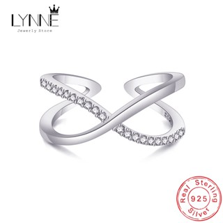 LYNNE 高階珠寶女士 925 純銀雙層扭紋精緻戒指時尚個性潮人玫瑰金十字架設計水鑽開口可調節尺寸女孩戒指