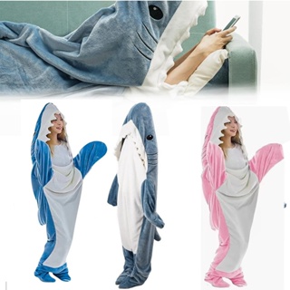 Shark Blanket 連帽衫 - 2023 年成人兒童抓絨鯊魚毯連帽衫睡袋,超柔軟舒適法蘭絨連帽衫男孩女孩趣味毛毯