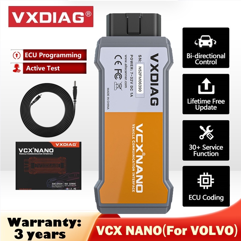 Vxdiag j2534 ECU 編程 VCX NANO NX300 適用於 VOLVO 2014D 骰子編碼診斷工具自