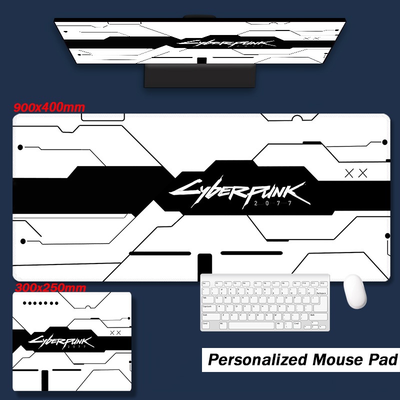 賽博朋克 2077 滑鼠墊 | 桌墊 | 900x400mm | 防水防滑設計 | 加長大號遊戲滑鼠墊A