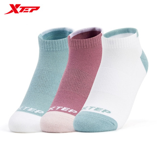 【特步 xtep】競速系列 | 運動襪女三雙裝 2023冬季新款訓練短襪平板襪船襪跑步健身襪子