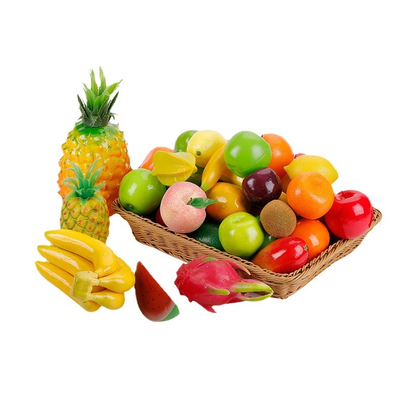 仿真水果擺件：泡沫塑膠水果、超市水果模型，泡沫PU假蘋果、香蕉、芒果，過家家玩具