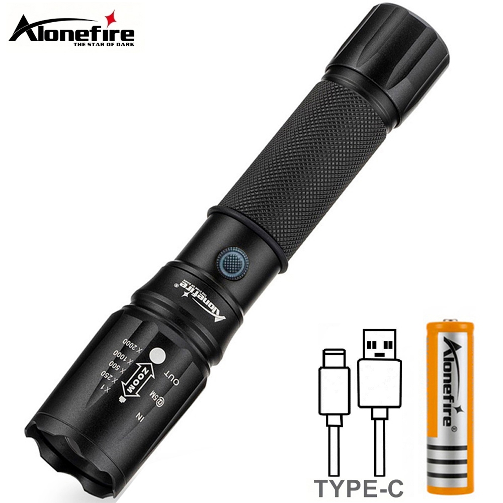 Alonefire X590 強光 LED 手電筒 T6 變焦手電筒鋁合金適用於 18650