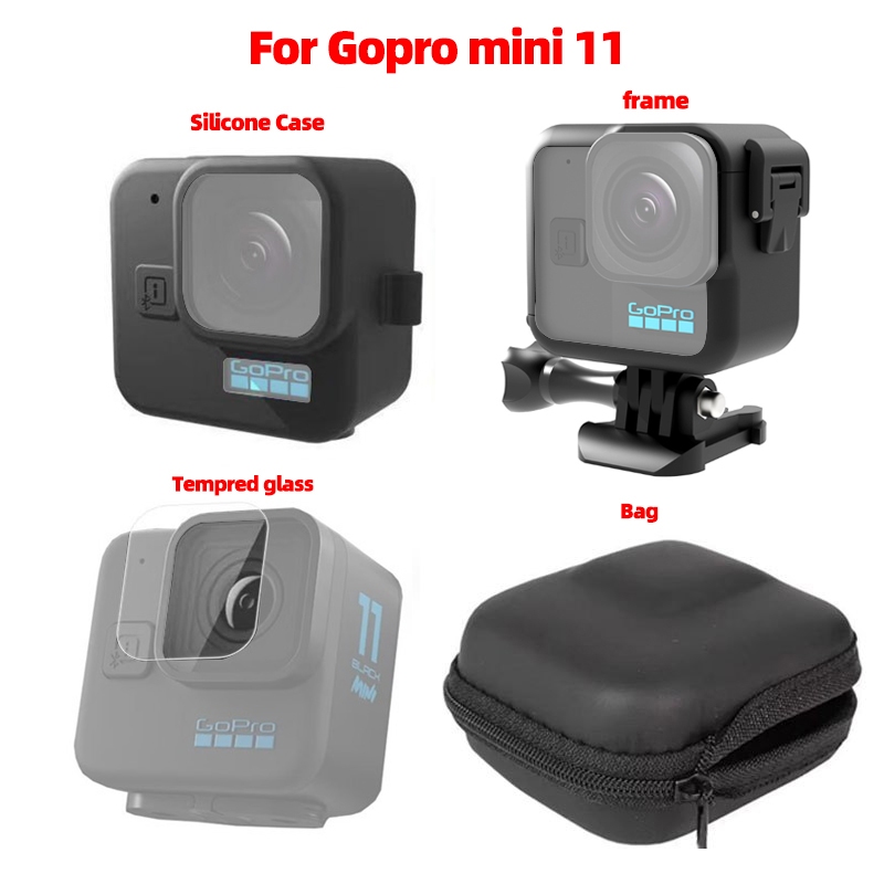 Gopro Hero 11 黑色迷你保護框架防水保護套包鋼化玻璃套件潛水運動相機配件矽膠套