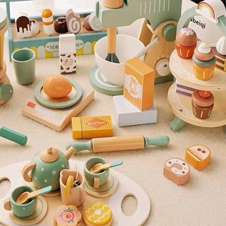 兒童仿真過家家 茶具甜品套裝 幼兒園玩具 早教木製玩具 益智玩具