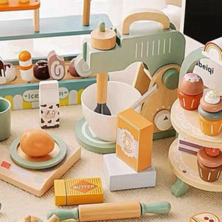 兒童模擬過家家 茶具甜品套裝 幼兒園遊樂場玩具 早教木製玩具 兒童下午茶玩具