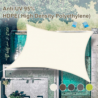 遮陽帆 矩形加厚遮陽網 防晒遮陽棚 防紫外線 適用於戶外露台車庫花園後院 185GSM HDPE