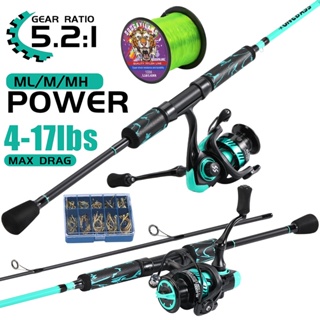 Sougayilang 釣魚套裝高品質碳素釣魚竿和 11+1BB 釣魚線輪鋁線軸 5.2:1 齒輪比淡水/海水漁具套裝