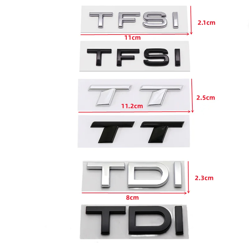 三維 ABS 黑色 TFSI 標誌 TDI TT 汽車後備箱標誌徽章適用於奧迪 A3 A4 A5 A6 A7 A8 Q2