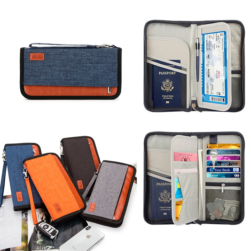 多功能RFID防盜護照包 旅行機票零錢卡包 手提大容量證件收納包