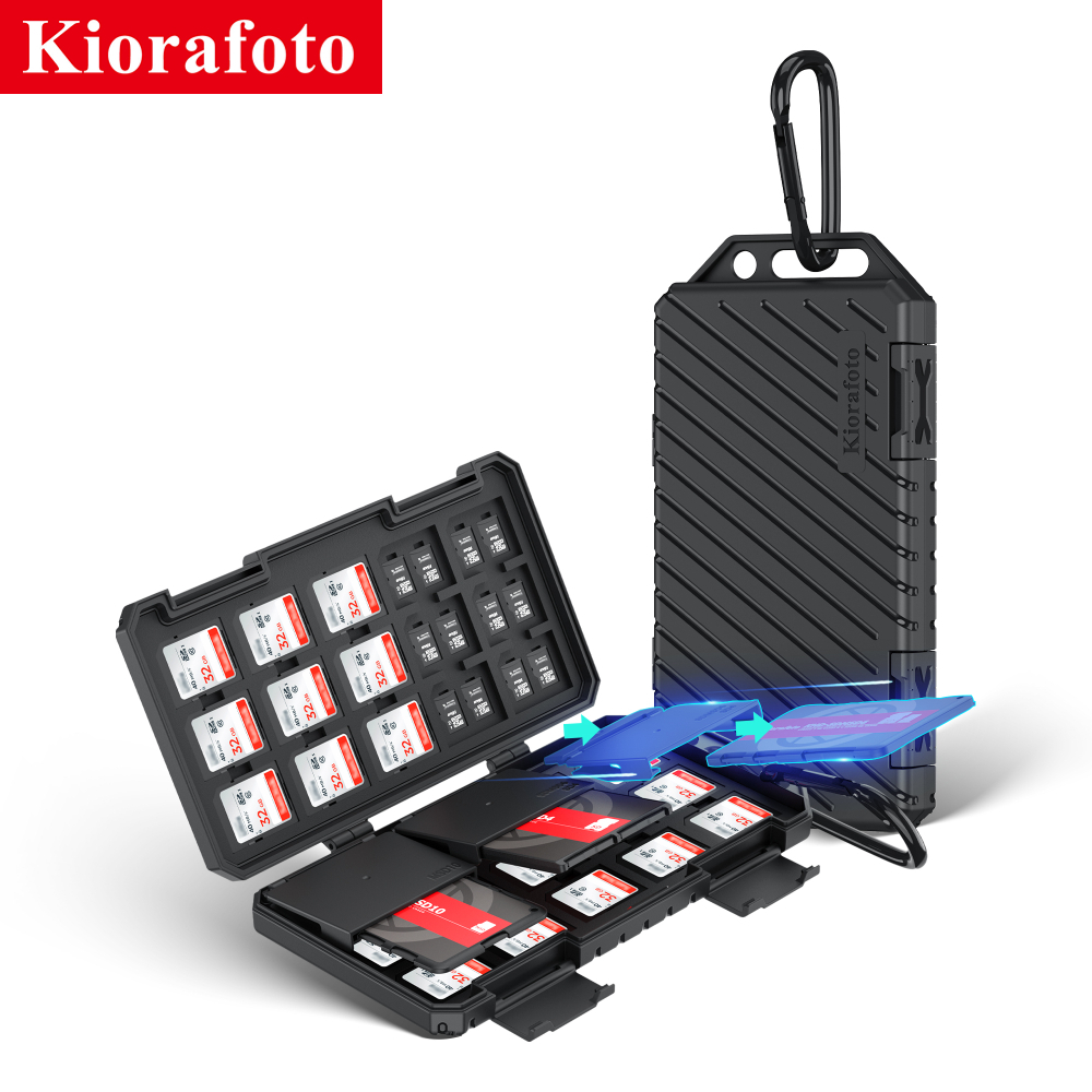 Kiorafoto 記憶卡盒 可拆卸小卡夾 收納 SD卡30張 和 Micro SD卡60張 大容量便攜卡盒
