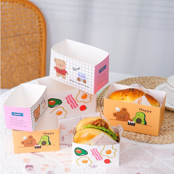 【現貨】【三明治包裝盒】網紅 三明治包裝盒 漢堡便當抽屜盒 早餐蛋撻吐司甜品打包盒子 一次性
