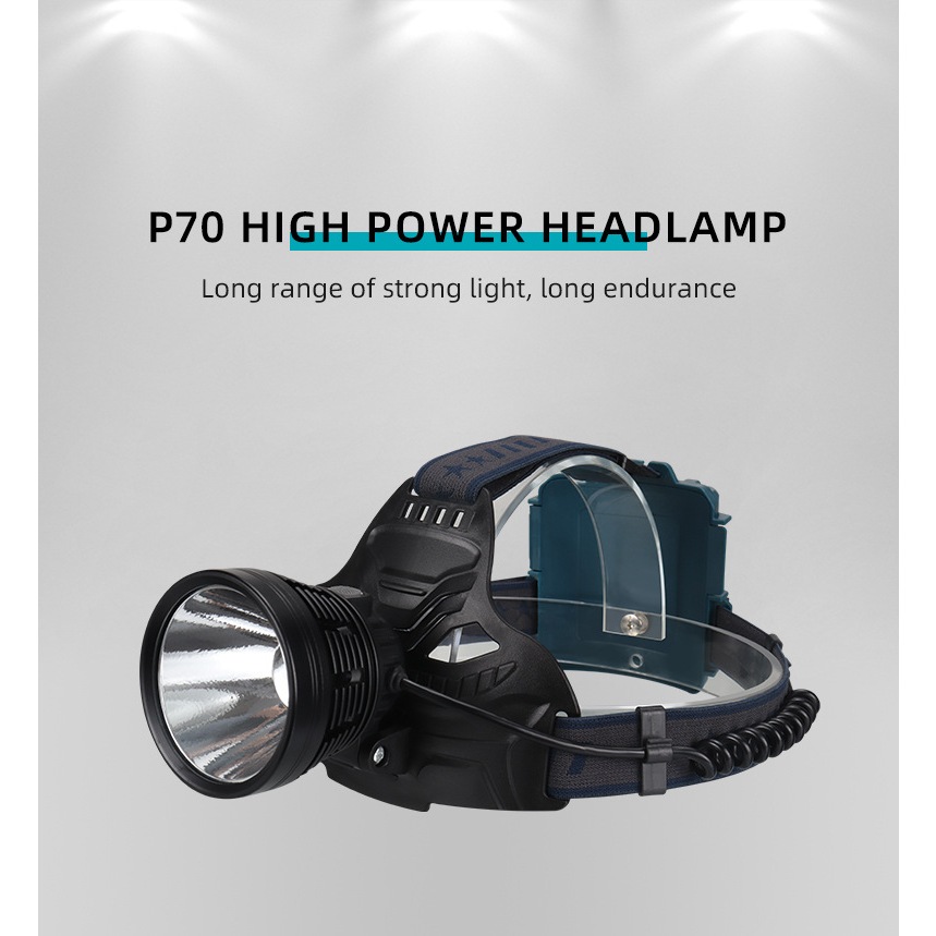 新款p70強光定焦頭燈戶外夜釣防水鋁合金頭戴式手電筒黃白led頭燈