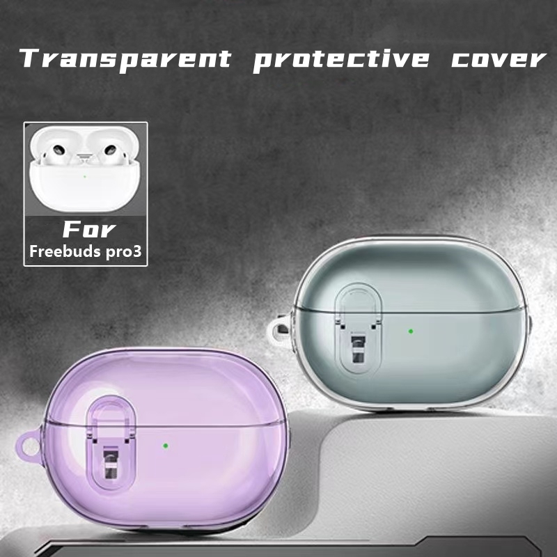 華為 Freebuds Pro 3 手機殼帶安全鎖,兼容華為 Freebuds Pro3,透明軟 TPU 透明軍用級防震