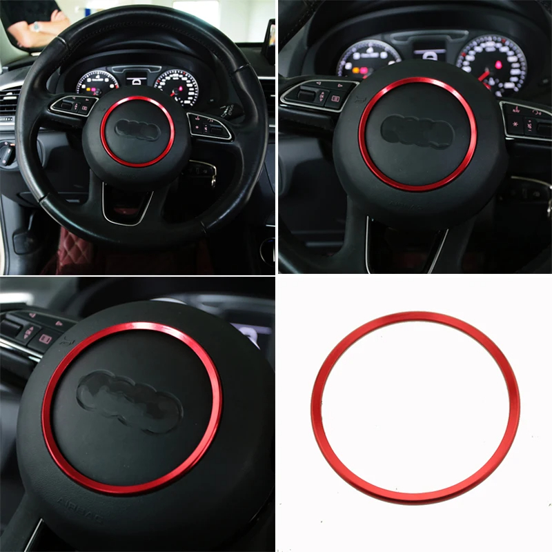 汽車方向盤裝飾圈裝飾貼紙適用於奧迪 A4 B5 B6 B8 A6 C5 A3 A5 Q5 Q7 汽車配件