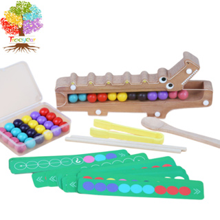【樹年】鱷魚投餵夾珠子顏色對對碰益智啟蒙遊戲顏色記憶排序桌遊早教玩具