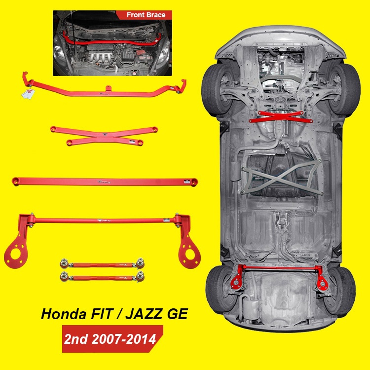 二代飛度Honda Fit轉彎防傾桿 引擎室前頂吧 GE6 / GE8底盤加裝改裝件 平衡強化拉桿 2007-2014