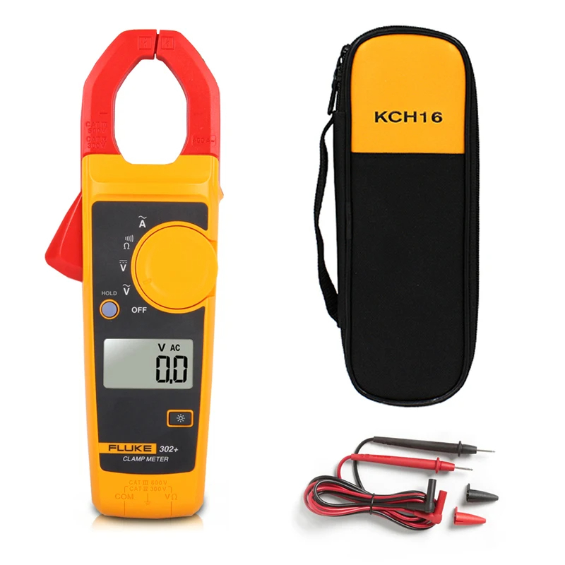 Fluke 302+電流數字鉗形表電流表電阻測試儀交流電流萬用表+方便軟包