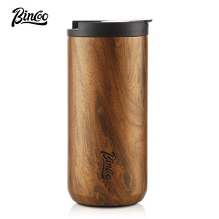 Bincoo 木紋不銹鋼咖啡杯保溫茶杯便攜式汽車戶外和辦公室水杯 550ML/400ML