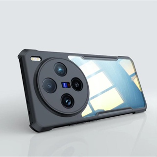 Vivo X100Pro 透明 PC TPU 軟殼防震保險槓邊緣安全氣囊相機保護套亞克力背面透明外殼