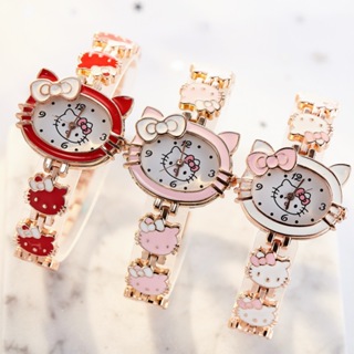 三麗鷗時尚hello Kitty兒童手錶學生手錶鋼帶女士手鍊電子石英表創意