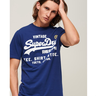 Superdry 極度乾燥夏季素色圓領字母logo印花短袖T恤打底上衣男新