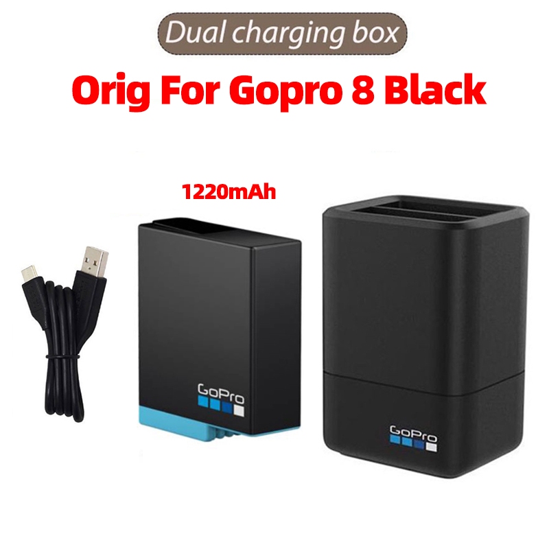 Gopro 8 黑色 1220mAh 充電器盒配件的電池充電器