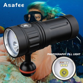 Asafee DR08 專業視頻潛水手電筒 CREE L2 可充電防水水肺潛水手電筒 100M 水下照片補光燈潛水燈