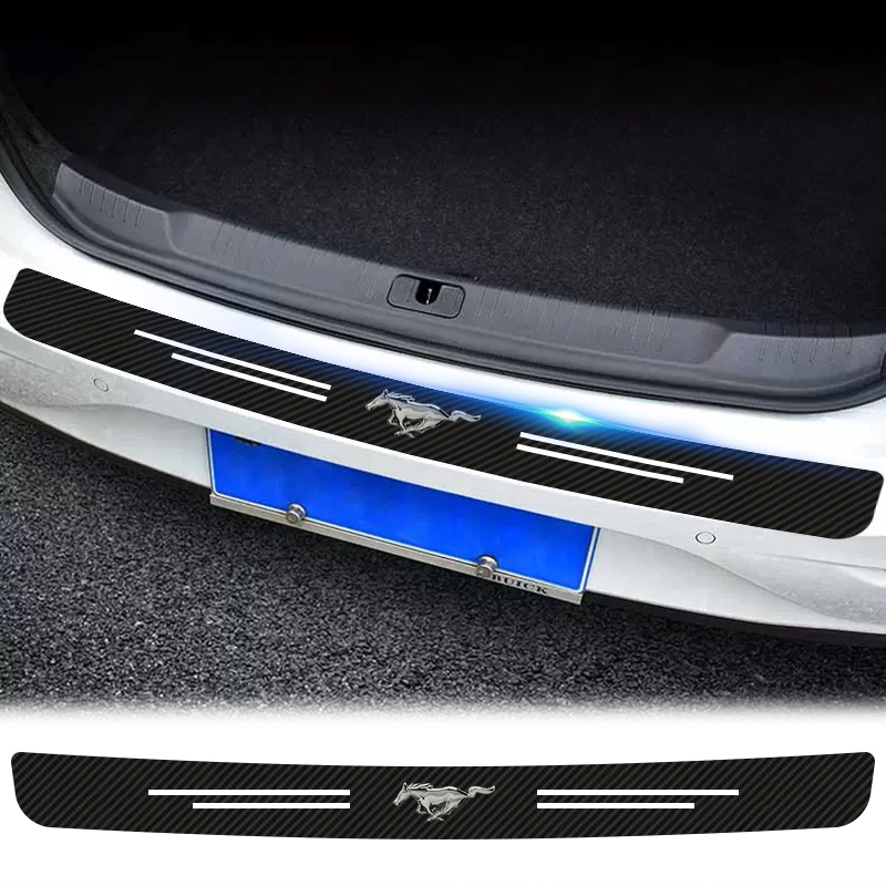 1 件汽車標誌後保險槓保護貼紙碳纖維汽車後備箱條適用於福特野馬標誌福克斯 2 3 1 蒙迪歐 Kuga Fiesta E