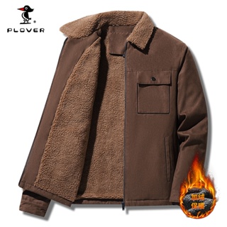 PLOVER 新款男士羊毛厚夾克冬季保暖燈芯絨外套加大尺碼毛領男夾克