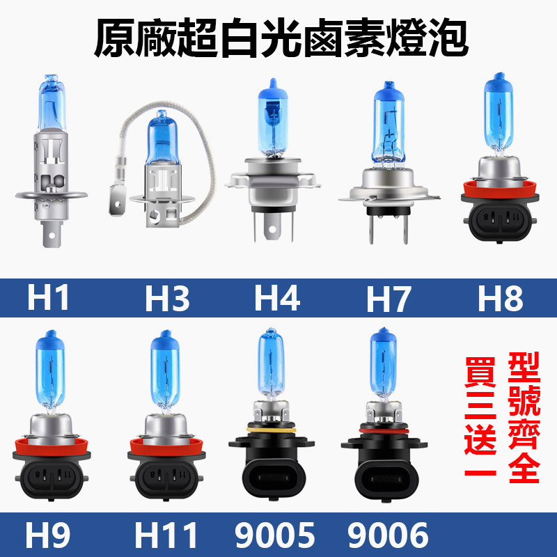 【現貨速發】原廠 超白光 鹵素燈泡 H1 H3 H4 H7 9005 9006 H11 汽車LED大燈 霧燈 車燈