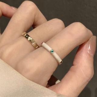 法式慵懶琺琅戒指套裝 小眾設計輕奢氣質 高級感復古食指指環戒子