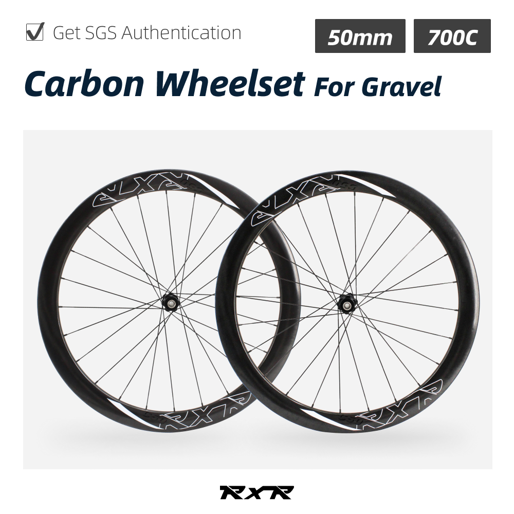 Rxr C50 碳纖維公路自行車 700C 輪組碟剎 50mm 深度開口器無內胎就緒輪組中心鎖六螺栓適用於 8-11 速