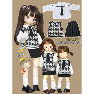 【BJD娃娃衣服】BJD 1/6男女娃娃服裝配飾學院風背心襯衫嬰兒服裝套裝