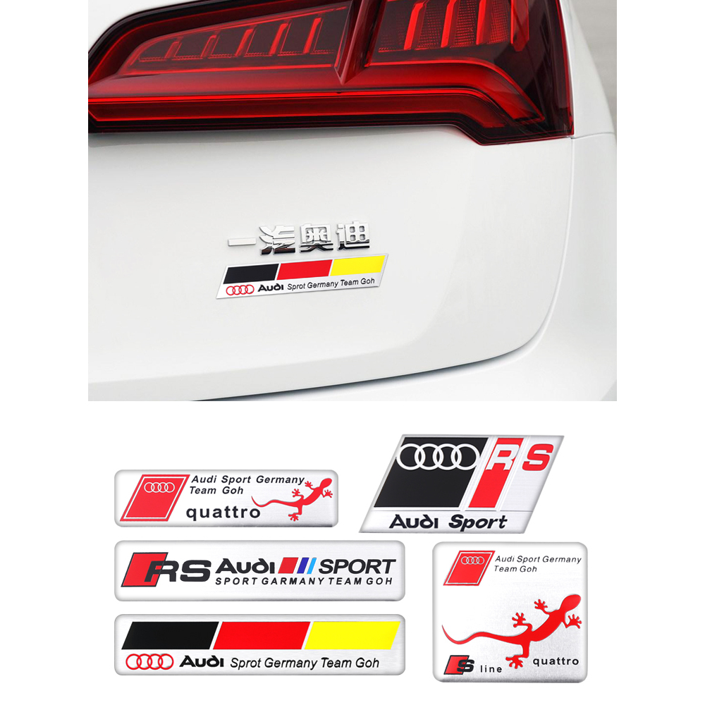 適用於奧迪 Audi Sline Quattro R8 B6 A4 S5汽車銘牌貼紙 車身汽車標誌貼花 金屬劃痕遮擋車貼