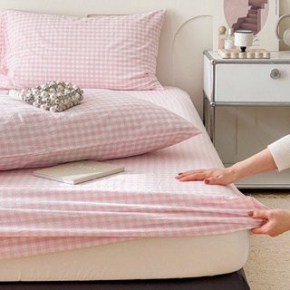 100% 純棉日式無印風格床包 床墊保護套 全棉床單 床罩 單人 雙人 加大床包 枕頭套 格子床包
